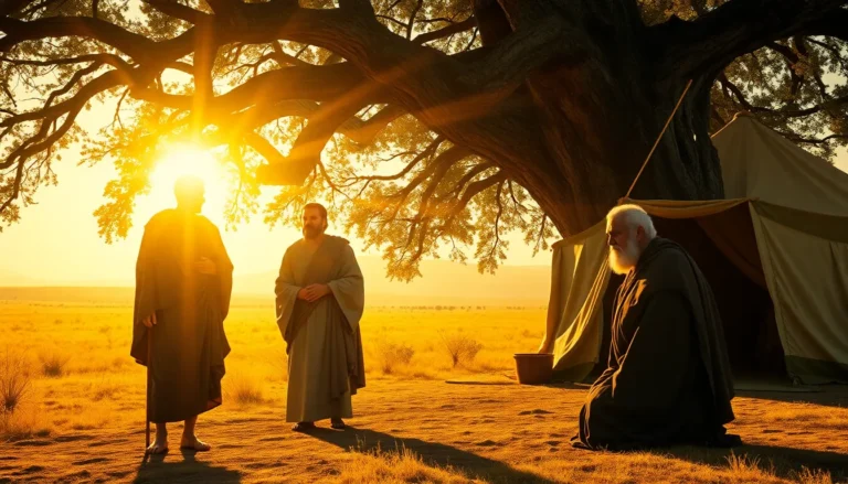 Tres visitantes anuncian el nacimiento de Isaac en Génesis 18